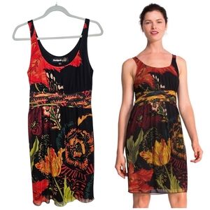 Desigual Vintage Y2K Fairy Floral Whimsigoth Babydoll Mesh Dress